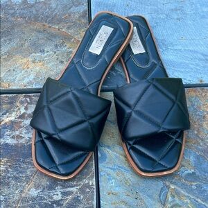Steven New York 7  Black Quilted Slide Sandals